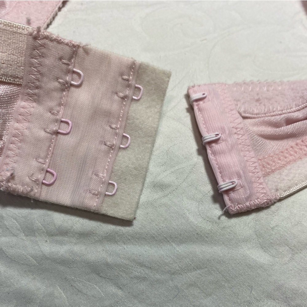 Vintage Pink Silver Detail Wireless Bra Spft Cup Lounge 50s Style Pastel 42C - Picture 5 of 9